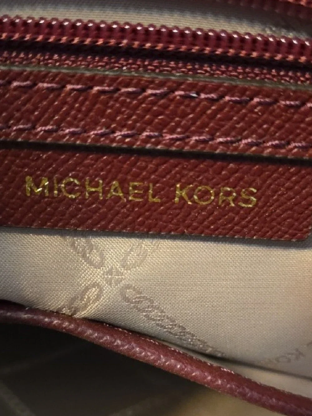 Michael Kors Brown and Burgundy Signature Tote
